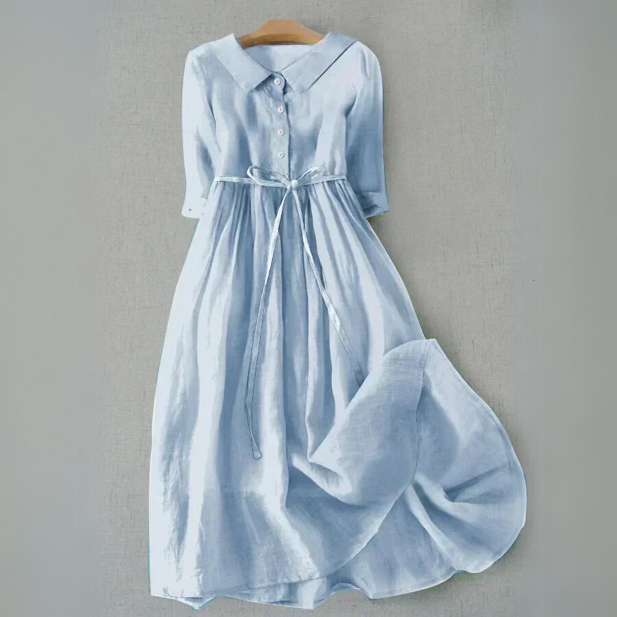 Jemima | Women's Shirt Midi Dress, Collared, Short Sleeves