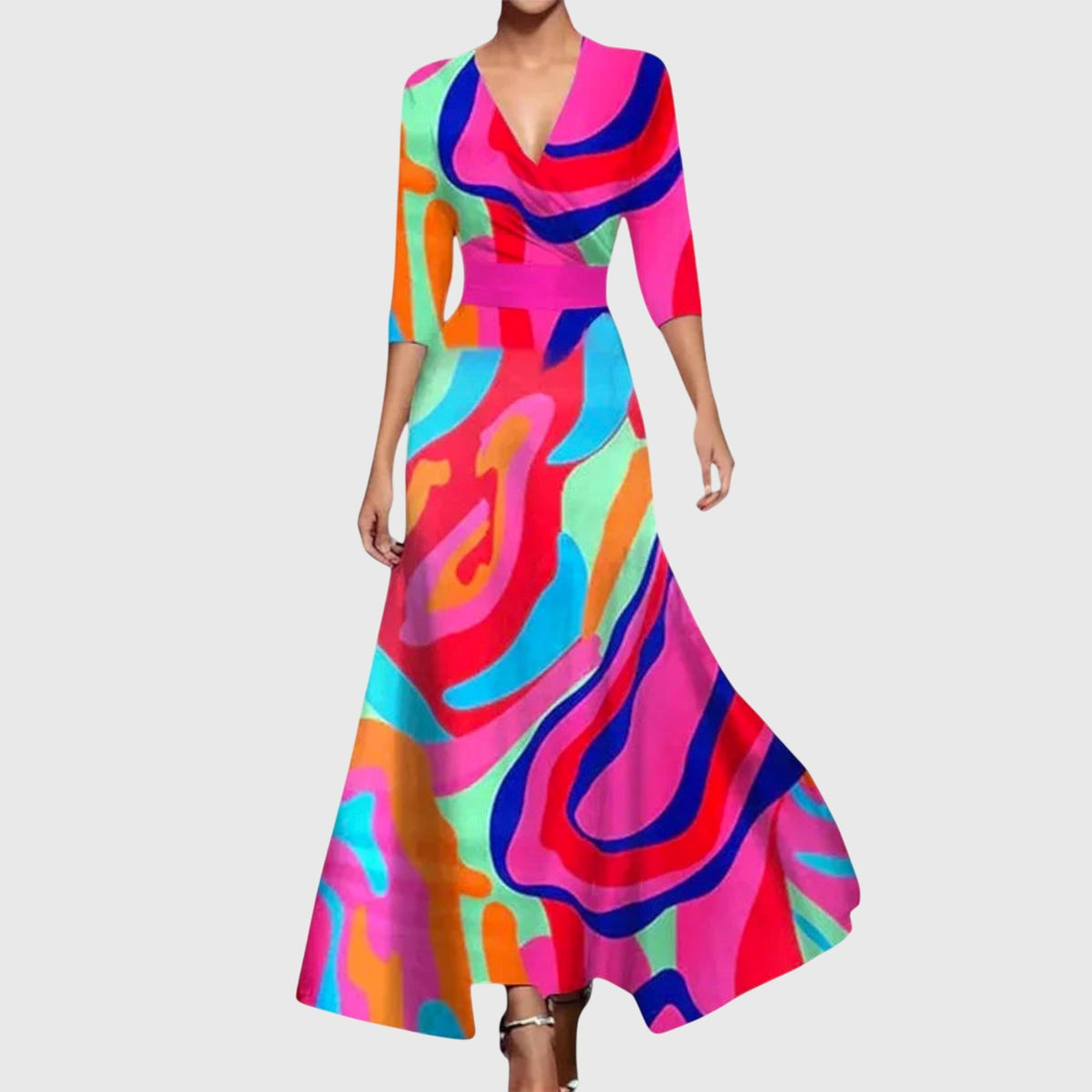 Carwen | Women's Tailored Midi Dress, Round Neck, Long Sleeves