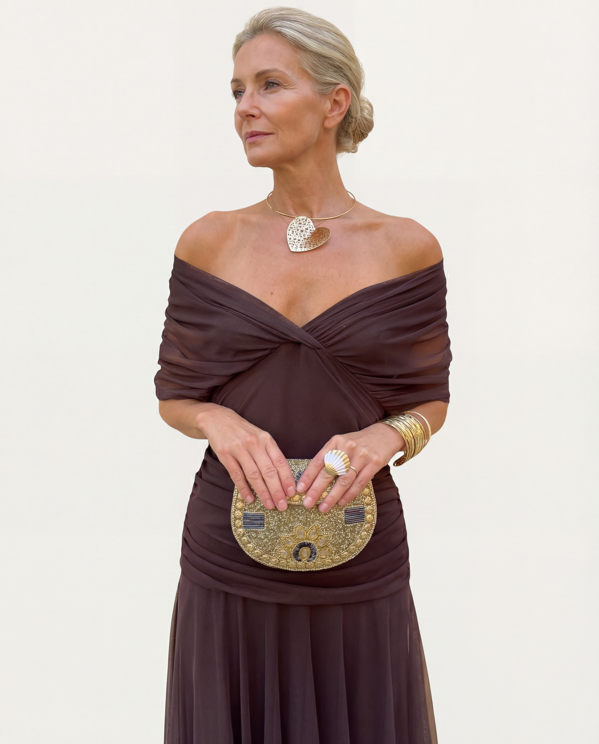 Euphemia | Women's Midi Dress, Round Neck, Short Sleeves