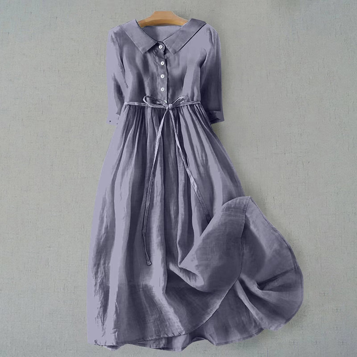 Jemima | Women's Shirt Midi Dress, Collared, Short Sleeves