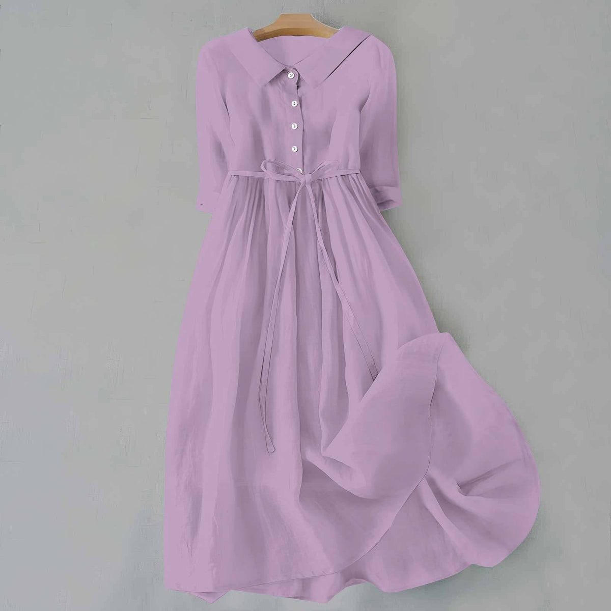Jemima | Women's Shirt Midi Dress, Collared, Short Sleeves