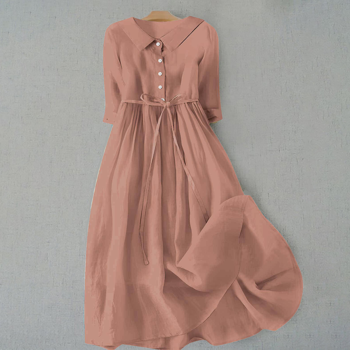 Jemima | Women's Shirt Midi Dress, Collared, Short Sleeves