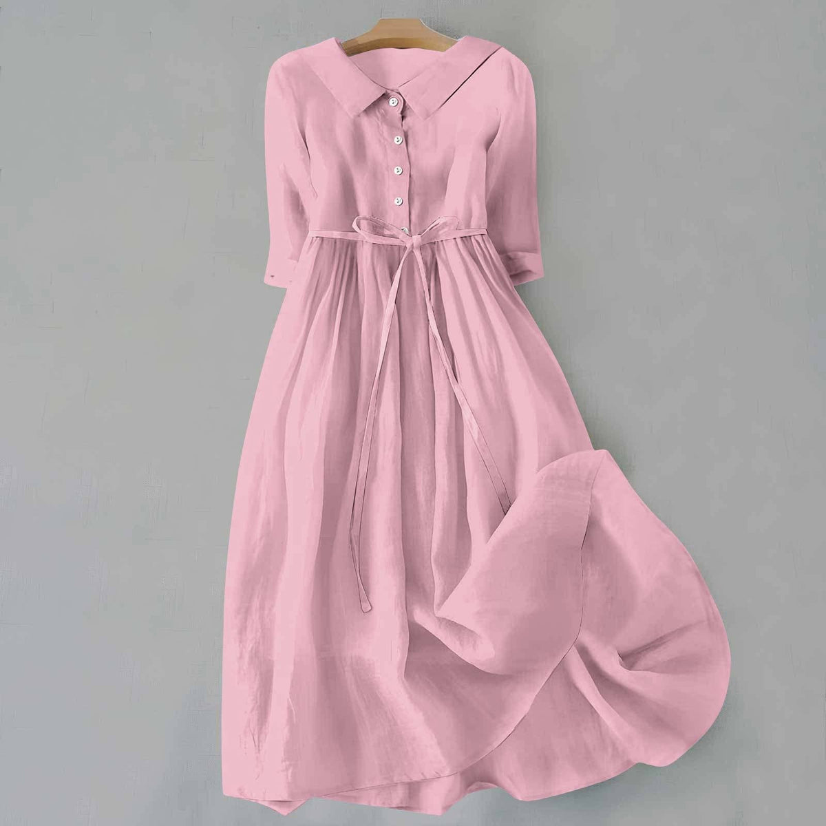 Jemima | Women's Shirt Midi Dress, Collared, Short Sleeves