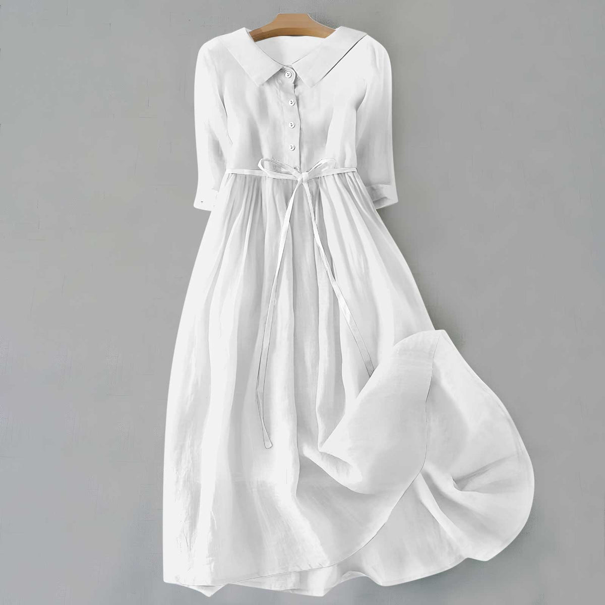 Jemima | Women's Shirt Midi Dress, Collared, Short Sleeves