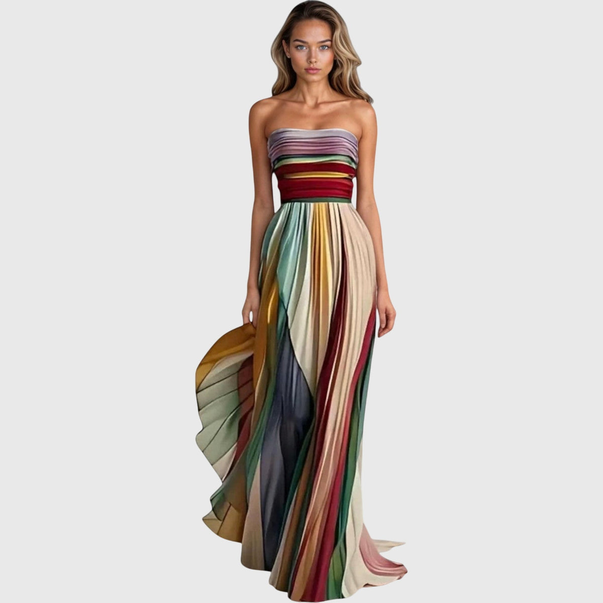 Maribel | Women's Relaxed Maxi Dress, Round Neck, Short Sleeves