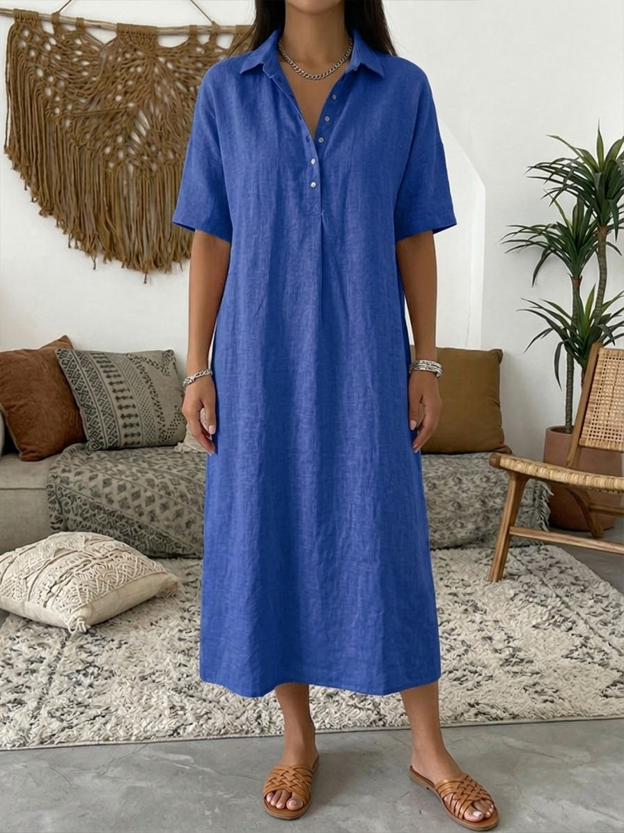 Elowen | Women's Midi Dress, Collared, Short Sleeves
