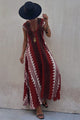 Women's Printed A-Line Maxi Dress, Round Neck, Short Sleeves