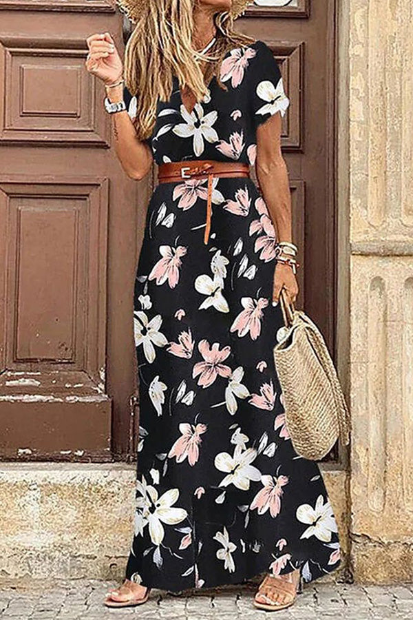 Women's Bohemian Maxi Dress, Round Neck, Sleeveless