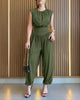 Opaline | Women's Sleeveless Jumpsuit, Padded Shoulders, Side Slit