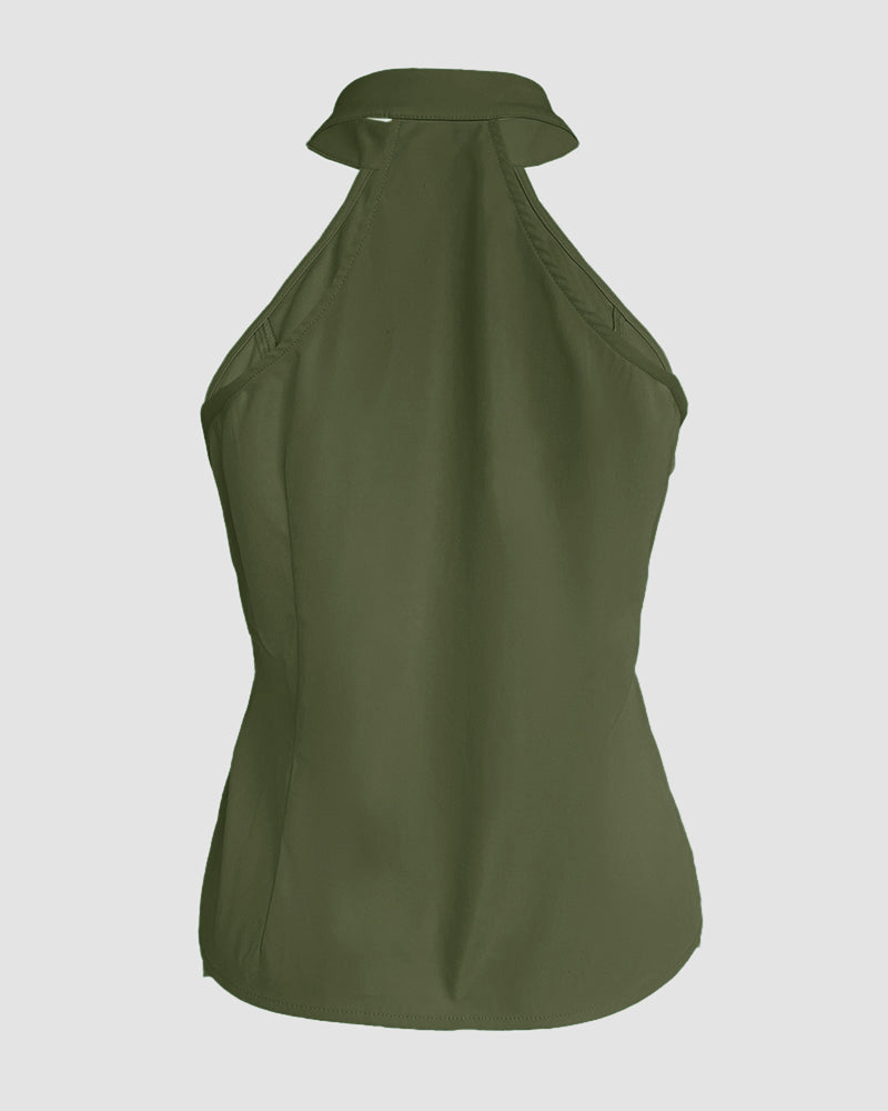 Reine | Women's Two-Piece Cargo Set, High Neck, Sleeveless, Pockets