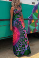 Women's Lace Printed Maxi Dress, Round Neck, Sleeveless