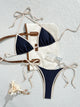 Mauricienne | Women's Colour-Block Bikini Set, Triangle Top, Tie Sides