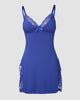 Isaline | Women's Modal Cami Nightdress, Lace Trim, Adjustable Straps, Side Slit