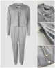 Berengere | Women's Three-Piece Trouser Set, Snap-Button Coat, Elastic Waist