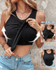 Paulette | Women's Ribbed Tank Top, Round Neck, Built-In Bra