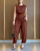 Opaline | Women's Sleeveless Jumpsuit, Padded Shoulders, Side Slit