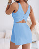 Odilie | Women's Square-Neck Romper, Backless, Twist Detail