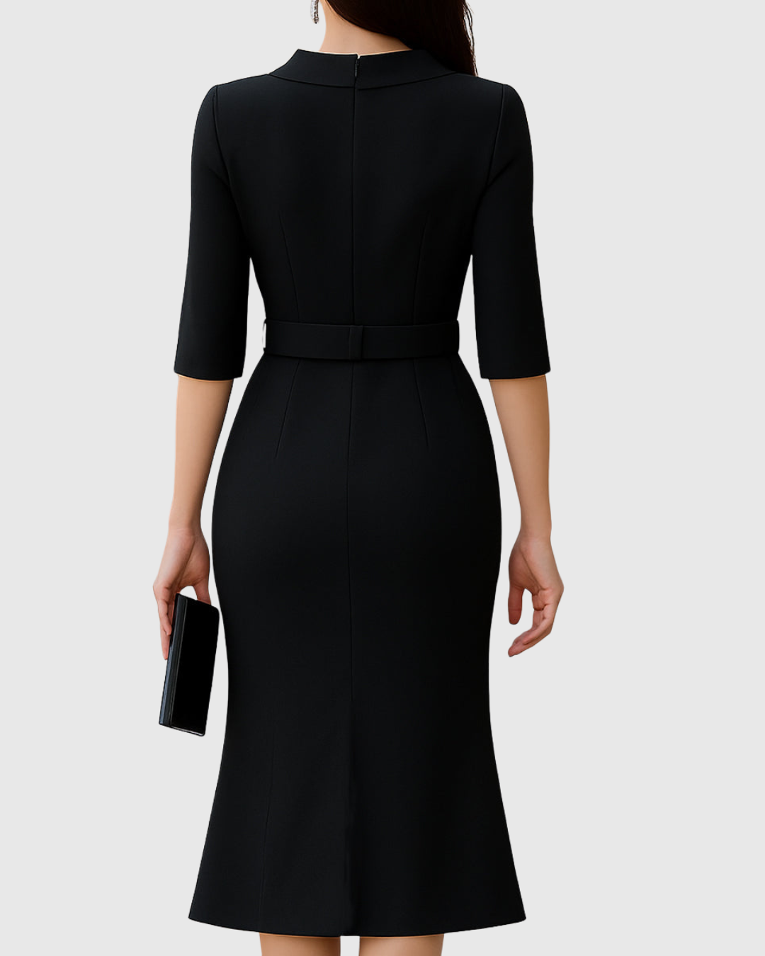 Laurelle | Women's Midi Dress, High Neck, Short Sleeves