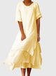 Minerva | Women's Flowing Midi Dress, Round Neck, Short Sleeves