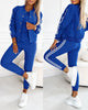 Berengere | Women's Three-Piece Trouser Set, Snap-Button Coat, Elastic Waist