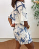 Pernelle | Women's Printed Wrap Romper, V-Neck, Half Sleeves, Side Knot