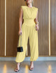Opaline | Women's Sleeveless Jumpsuit, Padded Shoulders, Side Slit