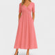 Fern | Women's Wrap Midi Dress, V-Neck, Half Sleeves, Pockets