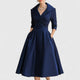 Juniper | Women's Flared Midi Dress, V-Neck, Three-Quarter Sleeves, Pockets