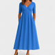 Fern | Women's Wrap Midi Dress, V-Neck, Half Sleeves, Pockets