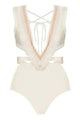 Nathanaelle | Women's One-Piece Swimsuit, Plunge Neck, Open Back