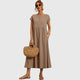 Veronique | Women's A-Line Midi Dress, Round Neck, Short Sleeves