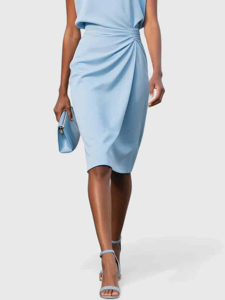 Bettina | Women's Tailored Midi Dress, Round Neck, Short Sleeves