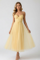 Women's sweetheart midi dress with corset bodice and tulle skirt