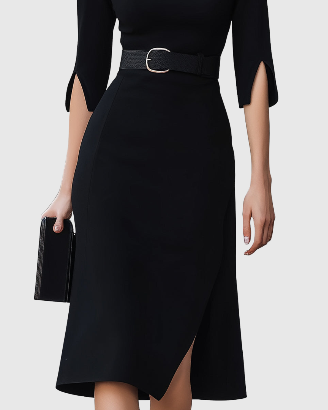 Laurelle | Women's Midi Dress, High Neck, Short Sleeves