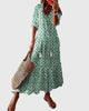 Everild | Women's Ikat Midi Dress, V-Neck, Three-Quarter Sleeves