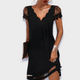 Ginevra | Women's Lace Midi Dress, V-Neck, Short Sleeves