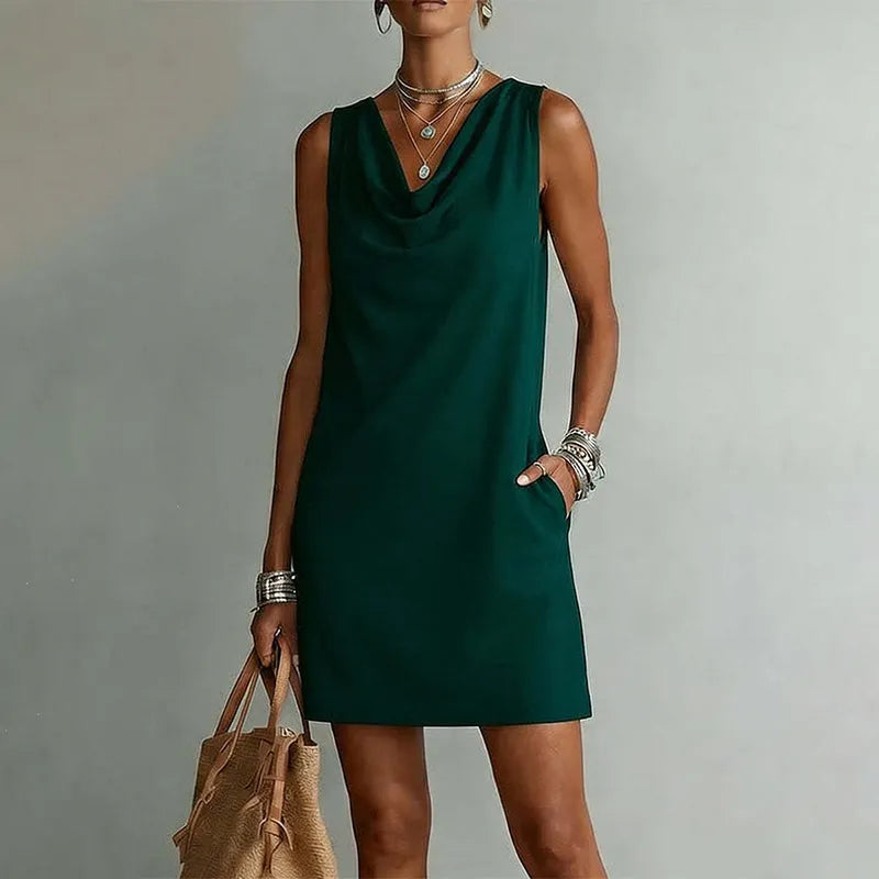 Briony | Women's Mini Dress, Round Neck, Short Sleeves, Pockets