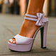 Lenora | Women's Platform Heeled Sandals, Peep Toe, Bow Ankle Strap