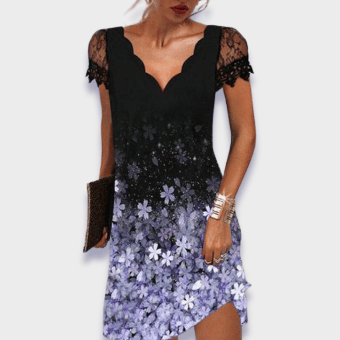 Ginevra | Women's Lace Midi Dress, V-Neck, Short Sleeves