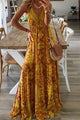 Women's Resort Bohemian Maxi Dress, Round Neck, Sleeveless