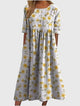 Gisela | Women's Embroidered Relaxed Midi Dress, Round Neck, Short Sleeves