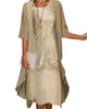 Maisie | Women's Sheer Relaxed Midi Dress, Round Neck, Short Sleeves
