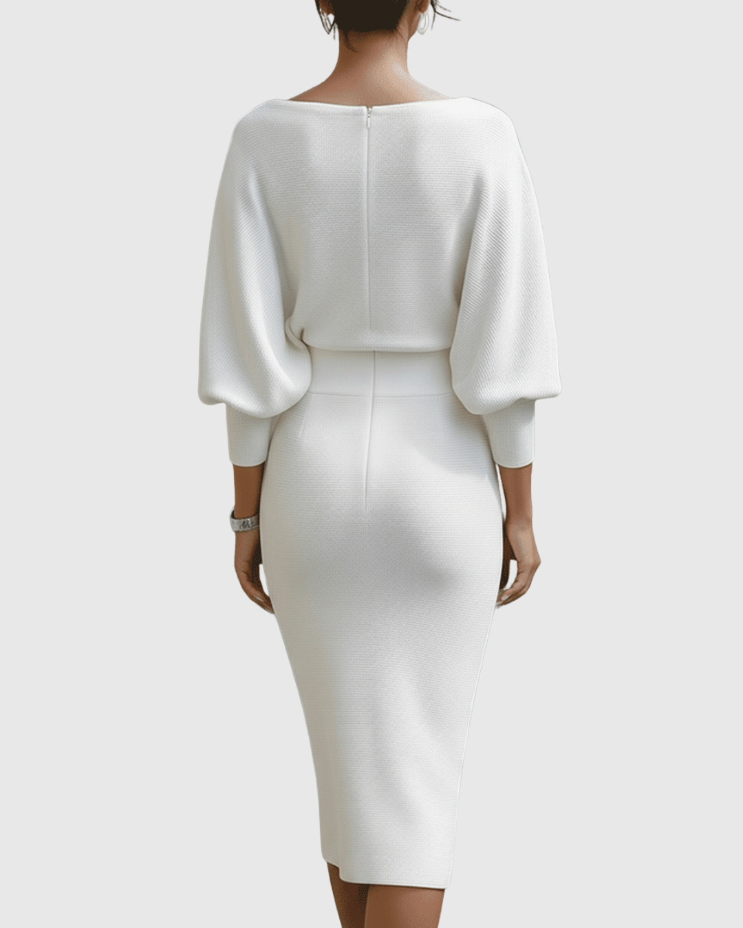Idony | Women's Midi Dress, Cowl Neck, Batwing Sleeves