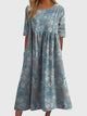 Gisela | Women's Embroidered Relaxed Midi Dress, Round Neck, Short Sleeves