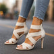 Adalyn | Women's Cushioned Strappy Heeled Sandals, Open Toe, Wide Fit