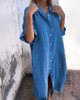 Katharine | Women's Shirt Midi Dress, Collared, Sleeveless, Pockets
