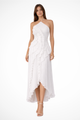Women's pleated ruffle halter maxi dress with asymmetric hem