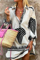 Women's Printed Shirt Midi Dress, Collared, Long Sleeves