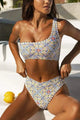 Delvine | Women's Printed Bikini Set, One-Shoulder, High Waist