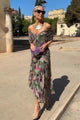 Flavia | Women's Pleated Floral Maxi Dress, V-Neck, Short Sleeves